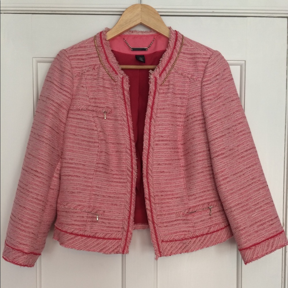 WHBM Pink Tweed Jacket
